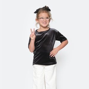Smash & Tess Bird’s Papaya Kids Very Velvet Tee in Midnight Black